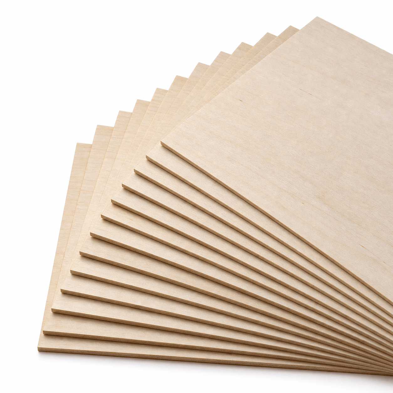 Material swatch fan with birch plywood sheets from the material bundle