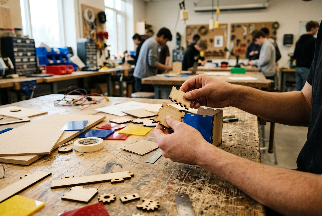 Participants work with materials during a creative workshop
