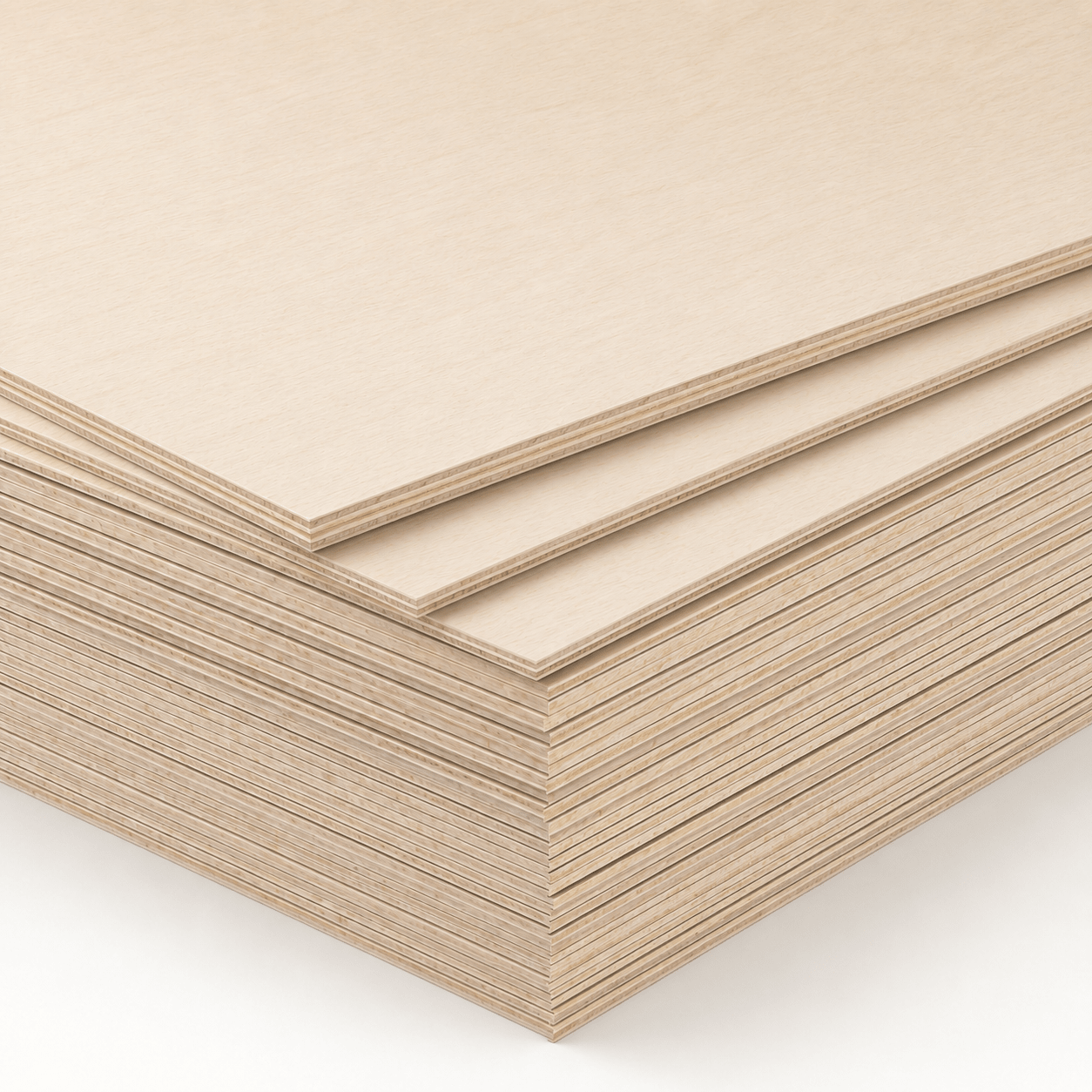 Stacked sheets of Linde plywood from the material bundle
