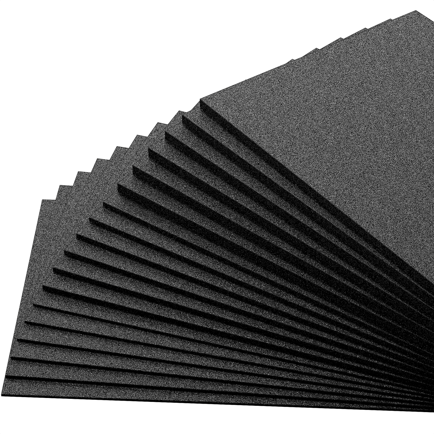 Material swatch fan with black PE hard foam panels from the material bundle