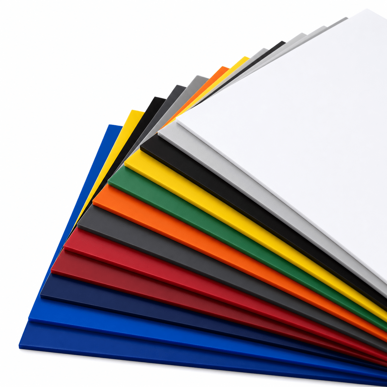 Material swatch fan with sign materials in different colors