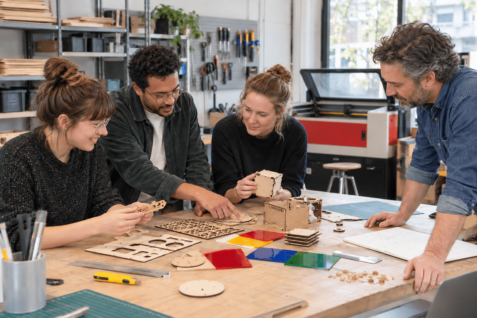 Samenwerken aan laserprojecten in een makerspace